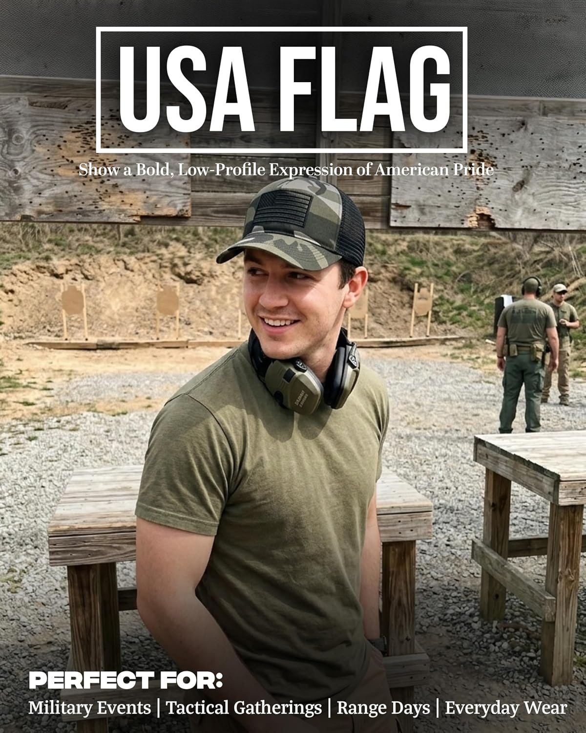image:imageFunky Junque Vintage Trucker Hat Embroidered American Flag Cap  Cottonfront trucker hat with precurved bill for hiking outdoor sports everyday wear amp patriotic styleAmerican Flag  Camo Black