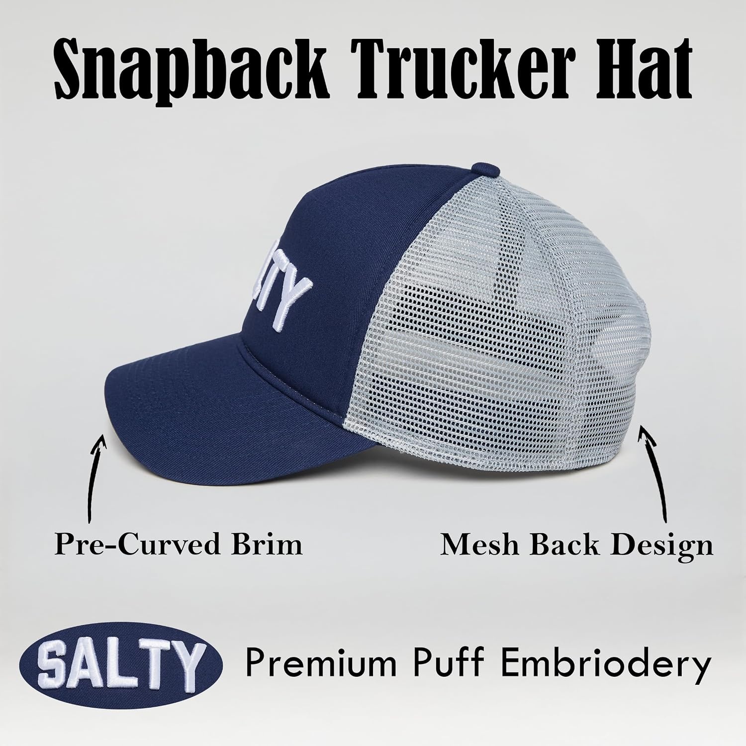 image:imageFunky Junque Vintage Trucker Hat Embroidered American Flag Cap  Cottonfront trucker hat with precurved bill for hiking outdoor sports everyday wear amp patriotic styleSalty  Navy