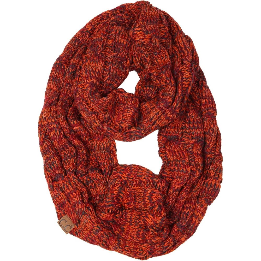 image:imageFunky Junque Infinity Scarf for Women  Oversized Chunky Winter Scarf Colorful Fall Scarves Soft Sweater Wrap Cozy StyleA Fire Rust Tricolor Mix