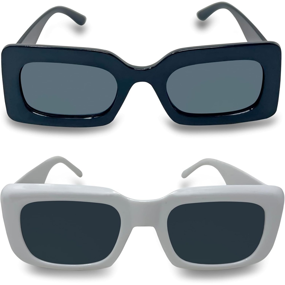 image:imageFunky Junque Oversized Vintage Sunglasses Square Frame Shades  Premium oversized sunglasses with square frames for beach days pool parties festivals travel amp everyday wear2 Pack 1 White  1 Black