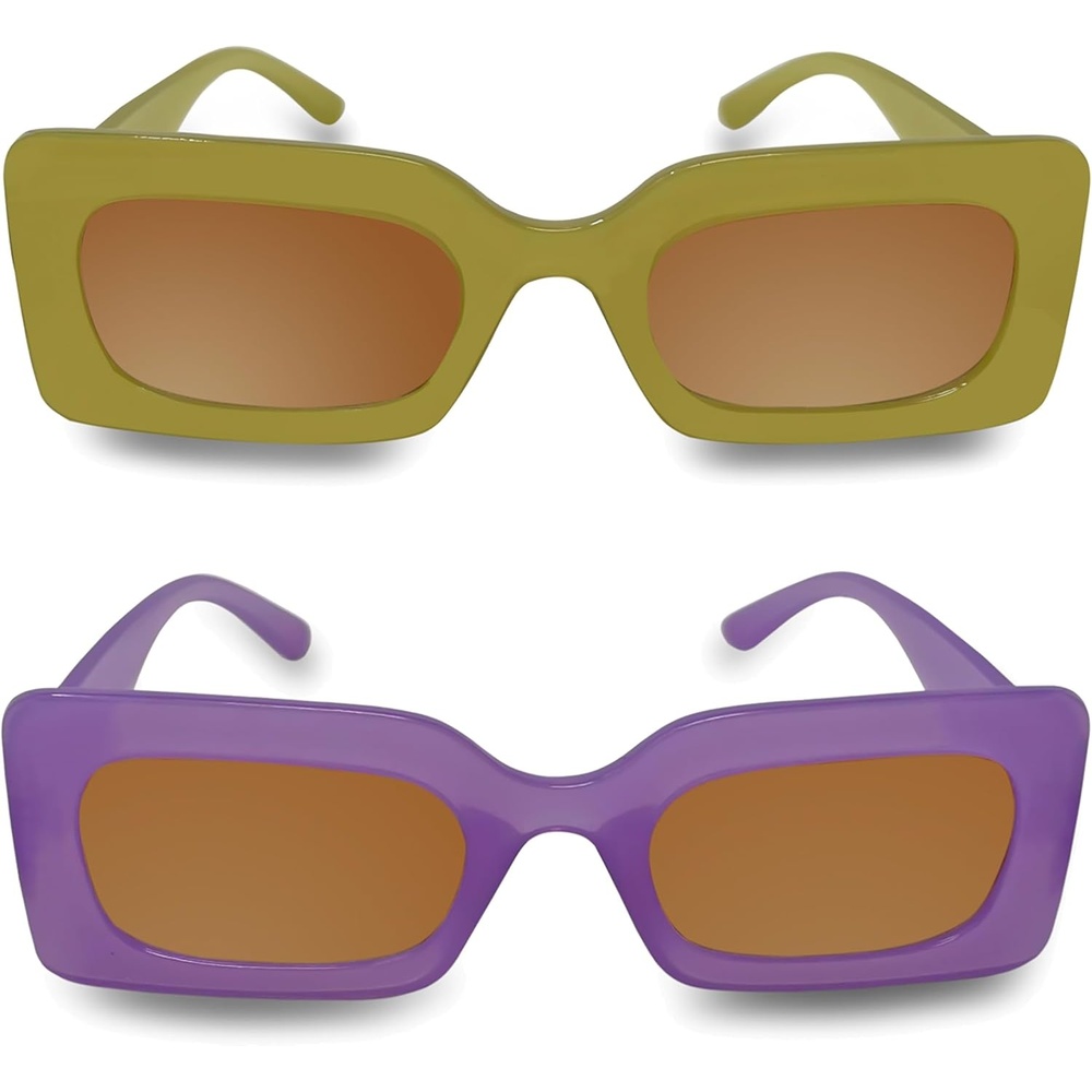 image:imageFunky Junque Oversized Vintage Sunglasses Square Frame Shades  Premium oversized sunglasses with square frames for beach days pool parties festivals travel amp everyday wear2 Pack 1 Lavender  1 Olive