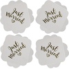 image:imageFunky Junque 12Pack Bulk Disposable Paper Bar Coasters for Drinks with Celebration Sayings 4x4 Inch Silver  Durable printed paper coasters with vibrant bachelorette designs for bridal showers weddings BBQs amp backyard parties12 Just Married Gold