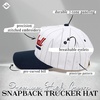 image:imageFunky Junque Adult Trucker Snapback Hat 2Tone Baseball Cap  5Panel Baseball Cap for Women and Men CottonPoly Blend Adjustable Fit Curved Brim Sun Protection for Golf Casual WearPlay Ball  Navy PinstripeWhite