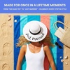 image:imageFunky Junque Bridal Straw Sun Hat Embroidered Bachelorette Party  Woven paper straw bridal hat with embroidered cursive sayings for beach outings bachelorette parties amp sunny daysA Just Married White