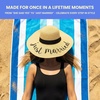 image:imageFunky Junque Bridal Straw Sun Hat Embroidered Bachelorette Party  Woven paper straw bridal hat with embroidered cursive sayings for beach outings bachelorette parties amp sunny daysA Just Married