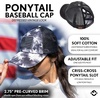 image:imageFunky Junque Criss Cross Ponytail Cap Messy Bun Distressed Baseball Hat  Ponytail messy bun baseball cap for women with crisscross elastic bands for beach gym gardening sporting events amp workAmerican Flag Star Print  Black WMesh