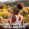 image:imageFunky Junque Criss Cross Ponytail Cap Messy Bun Distressed Baseball Hat  Ponytail messy bun baseball cap for women with crisscross elastic bands for beach gym gardening sporting events amp workBasketweave  Dark Olive