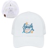 image:imageFunky Junque Criss Cross Ponytail Cap Messy Bun Distressed Baseball Hat  Ponytail messy bun baseball cap for women with crisscross elastic bands for beach gym gardening sporting events amp workBeach Please  White