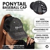 image:imageFunky Junque Criss Cross Ponytail Cap Messy Bun Distressed Baseball Hat  Ponytail messy bun baseball cap for women with crisscross elastic bands for beach gym gardening sporting events amp workSquad  Black Distressed W Black Mesh