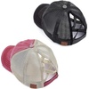 image:imageFunky Junque Criss Cross Ponytail Cap Messy Bun Distressed Baseball Hat  Ponytail messy bun baseball cap for women with crisscross elastic bands for beach gym gardening sporting events amp work2 Pack  Black  Burgundy