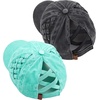 image:imageFunky Junque Criss Cross Ponytail Cap Messy Bun Distressed Baseball Hat  Ponytail messy bun baseball cap for women with crisscross elastic bands for beach gym gardening sporting events amp work2 Pack  Basketweave Black  Mint