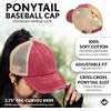 image:imageFunky Junque Criss Cross Ponytail Cap Messy Bun Distressed Baseball Hat  Ponytail messy bun baseball cap for women with crisscross elastic bands for beach gym gardening sporting events amp work2 Pack  Black  Burgundy