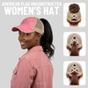 image:imageFunky Junque Criss Cross Ponytail Cap Messy Bun Distressed Baseball Hat  Ponytail messy bun baseball cap for women with crisscross elastic bands for beach gym gardening sporting events amp workAmerican Flag  Pink