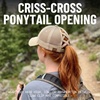 image:imageFunky Junque Criss Cross Ponytail Cap Messy Bun Distressed Baseball Hat  Ponytail messy bun baseball cap for women with crisscross elastic bands for beach gym gardening sporting events amp workBeige Mesh  Khaki Distressed