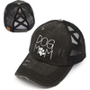 image:imageFunky Junque Criss Cross Ponytail Cap Messy Bun Distressed Baseball Hat  Ponytail messy bun baseball cap for women with crisscross elastic bands for beach gym gardening sporting events amp workDog Mom  Black Distressed W Black Mesh