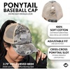 image:imageFunky Junque Criss Cross Ponytail Cap Messy Bun Distressed Baseball Hat  Ponytail messy bun baseball cap for women with crisscross elastic bands for beach gym gardening sporting events amp workAmerican Flag  Grey Camo WMesh