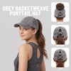 image:imageFunky Junque Criss Cross Ponytail Cap Messy Bun Distressed Baseball Hat  Ponytail messy bun baseball cap for women with crisscross elastic bands for beach gym gardening sporting events amp workBasketweave  Grey