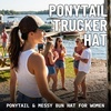 image:imageFunky Junque Criss Cross Ponytail Cap Messy Bun Distressed Baseball Hat  Ponytail messy bun baseball cap for women with crisscross elastic bands for beach gym gardening sporting events amp work3 Tone  BeigeHunter GreenBlack