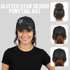 image:imageFunky Junque Criss Cross Ponytail Cap Messy Bun Distressed Baseball Hat  Ponytail messy bun baseball cap for women with crisscross elastic bands for beach gym gardening sporting events amp workStar Black Distressed