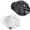 image:imageFunky Junque Criss Cross Ponytail Cap Messy Bun Distressed Baseball Hat  Ponytail messy bun baseball cap for women with crisscross elastic bands for beach gym gardening sporting events amp work2 Pack  Black  White