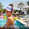image:imageFunky Junque Criss Cross Ponytail Cap Messy Bun Distressed Baseball Hat  Ponytail messy bun baseball cap for women with crisscross elastic bands for beach gym gardening sporting events amp workTie Dye  Purple WMesh