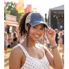 image:imageFunky Junque Criss Cross Ponytail Cap Messy Bun Distressed Baseball Hat  Ponytail messy bun baseball cap for women with crisscross elastic bands for beach gym gardening sporting events amp workBeige Mesh  Navy Distressed