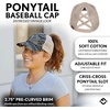 image:imageFunky Junque Criss Cross Ponytail Cap Messy Bun Distressed Baseball Hat  Ponytail messy bun baseball cap for women with crisscross elastic bands for beach gym gardening sporting events amp workAmerican Flag  Camo Green