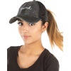 image:imageFunky Junque Criss Cross Ponytail Cap Messy Bun Distressed Baseball Hat  Ponytail messy bun baseball cap for women with crisscross elastic bands for beach gym gardening sporting events amp workSquad  Black Distressed W Black Mesh