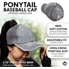 image:imageFunky Junque Criss Cross Ponytail Cap Messy Bun Distressed Baseball Hat  Ponytail messy bun baseball cap for women with crisscross elastic bands for beach gym gardening sporting events amp workGrey Distressed