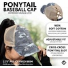 image:imageFunky Junque Criss Cross Ponytail Cap Messy Bun Distressed Baseball Hat  Ponytail messy bun baseball cap for women with crisscross elastic bands for beach gym gardening sporting events amp workBeige Mesh  Blue Camo Distressed
