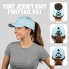image:imageFunky Junque Criss Cross Ponytail Cap Messy Bun Distressed Baseball Hat  Ponytail messy bun baseball cap for women with crisscross elastic bands for beach gym gardening sporting events amp workJersey  Mint Heather