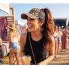 image:imageFunky Junque Criss Cross Ponytail Cap Messy Bun Distressed Baseball Hat  Ponytail messy bun baseball cap for women with crisscross elastic bands for beach gym gardening sporting events amp workBaby Leopard