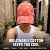 image:imageFunky Junque Criss Cross Ponytail Cap Messy Bun Distressed Baseball Hat  Ponytail messy bun baseball cap for women with crisscross elastic bands for beach gym gardening sporting events amp workTie Dye  Hot Pink Mix