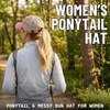 image:imageFunky Junque Criss Cross Ponytail Cap Messy Bun Distressed Baseball Hat  Ponytail messy bun baseball cap for women with crisscross elastic bands for beach gym gardening sporting events amp workBeige Mesh  Pink Distressed
