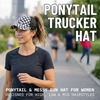 image:imageFunky Junque Criss Cross Ponytail Cap Messy Bun Distressed Baseball Hat  Ponytail messy bun baseball cap for women with crisscross elastic bands for beach gym gardening sporting events amp workChecker  White