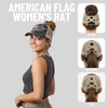 image:imageFunky Junque Criss Cross Ponytail Cap Messy Bun Distressed Baseball Hat  Ponytail messy bun baseball cap for women with crisscross elastic bands for beach gym gardening sporting events amp workAmerican Flag  Grey Camo WMesh