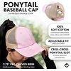 image:imageFunky Junque Criss Cross Ponytail Cap Messy Bun Distressed Baseball Hat  Ponytail messy bun baseball cap for women with crisscross elastic bands for beach gym gardening sporting events amp workBeige Mesh  Light Pink  Distressed