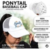 image:imageFunky Junque Criss Cross Ponytail Cap Messy Bun Distressed Baseball Hat  Ponytail messy bun baseball cap for women with crisscross elastic bands for beach gym gardening sporting events amp workBeach Please  White