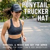 image:imageFunky Junque Criss Cross Ponytail Cap Messy Bun Distressed Baseball Hat  Ponytail messy bun baseball cap for women with crisscross elastic bands for beach gym gardening sporting events amp workBoy Mom  Black