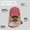 image:imageFunky Junque Criss Cross Ponytail Cap Messy Bun Distressed Baseball Hat  Ponytail messy bun baseball cap for women with crisscross elastic bands for beach gym gardening sporting events amp workBeige Mesh  Burgundy Distressed