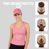 image:imageFunky Junque Criss Cross Ponytail Cap Messy Bun Distressed Baseball Hat  Ponytail messy bun baseball cap for women with crisscross elastic bands for beach gym gardening sporting events amp workBeige Mesh  Pink Distressed
