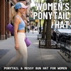 image:imageFunky Junque Criss Cross Ponytail Cap Messy Bun Distressed Baseball Hat  Ponytail messy bun baseball cap for women with crisscross elastic bands for beach gym gardening sporting events amp work3 Tone  BeigeLight PinkLight Blue