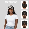 image:imageFunky Junque Criss Cross Ponytail Cap Messy Bun Distressed Baseball Hat  Ponytail messy bun baseball cap for women with crisscross elastic bands for beach gym gardening sporting events amp workCow Print  Black