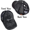 image:imageFunky Junque Criss Cross Ponytail Cap Messy Bun Distressed Baseball Hat  Ponytail messy bun baseball cap for women with crisscross elastic bands for beach gym gardening sporting events amp workSquad  Black Distressed W Black Mesh
