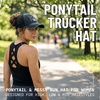 image:imageFunky Junque Criss Cross Ponytail Cap Messy Bun Distressed Baseball Hat  Ponytail messy bun baseball cap for women with crisscross elastic bands for beach gym gardening sporting events amp workDog Mom  Black Distressed W Black Mesh