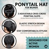 image:imageFunky Junque Criss Cross Ponytail Cap Messy Bun Distressed Baseball Hat  Ponytail messy bun baseball cap for women with crisscross elastic bands for beach gym gardening sporting events amp workLaser Cut Black