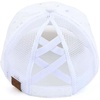 image:imageFunky Junque Criss Cross Ponytail Cap Messy Bun Distressed Baseball Hat  Ponytail messy bun baseball cap for women with crisscross elastic bands for beach gym gardening sporting events amp workCotton Eyelet  White