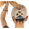 image:imageFunky Junque Criss Cross Ponytail Cap Messy Bun Distressed Baseball Hat  Ponytail messy bun baseball cap for women with crisscross elastic bands for beach gym gardening sporting events amp workLake Life  Navy Distressed W Beige Mesh