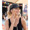 image:imageFunky Junque Criss Cross Ponytail Cap Messy Bun Distressed Baseball Hat  Ponytail messy bun baseball cap for women with crisscross elastic bands for beach gym gardening sporting events amp workLeopard  Black