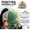 image:imageFunky Junque Criss Cross Ponytail Cap Messy Bun Distressed Baseball Hat  Ponytail messy bun baseball cap for women with crisscross elastic bands for beach gym gardening sporting events amp workBeige Mesh  Green Distressed